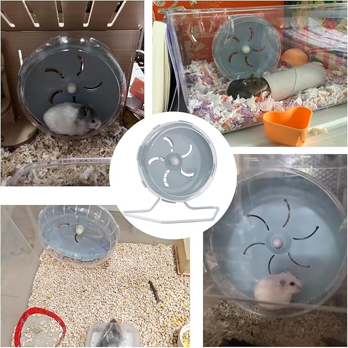 1pc 7 inch Grey Silent Exercise Hamster Wheel, Height-Adjustable Wheel Cage Accessories, Running Toys Small Animals Exercise