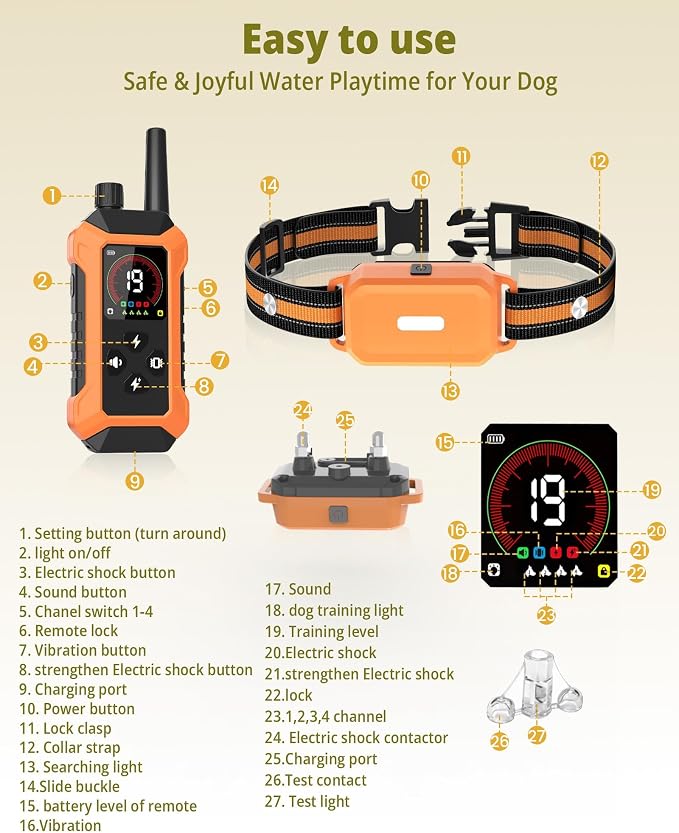 3 Dog Shock Collar with Remote Control (5–150Lbs), 4400FT Waterproof Training Collar for Dogs 3 Pack 5 Training Modes Rechargeable Electric Dog Collar with Light, E collars for Small Medium Large Dogs