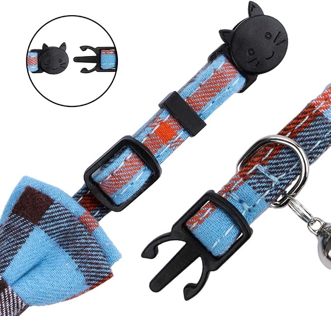 Faleela Breakaway Cat Collar with Bells - 2 Pack Cat Collar with Bells, Cat Collars with Bandana, Accessories for Pet Collars, Adjustable for Cats and Small Dogs