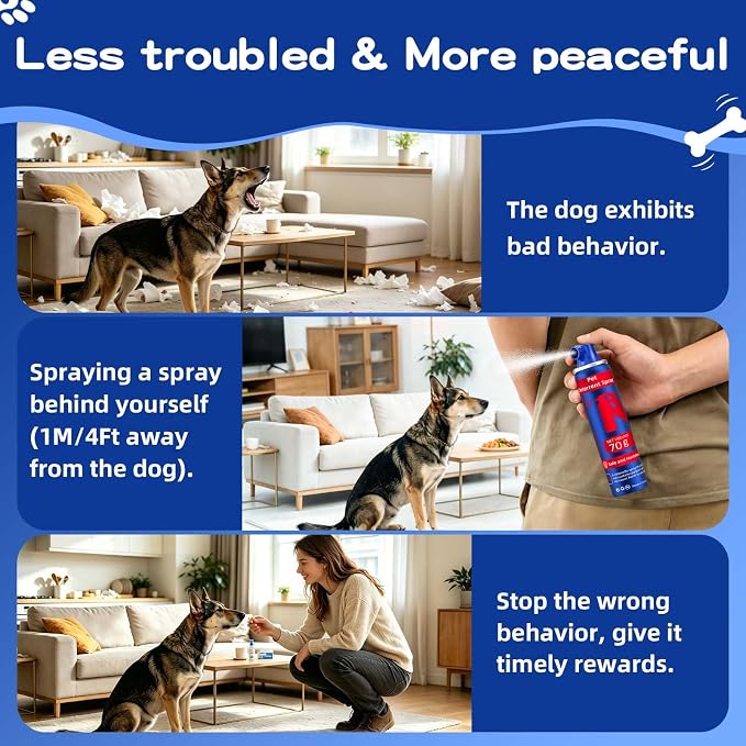 Dog Corrector Spray 70ml 3 Pack Pet Trainer Spray, Corrector Spray for Dog to Stops Barking, Jumping Up, Food Stealing, Dog Fights, Avoidance, Unwanted Dog Behaviour