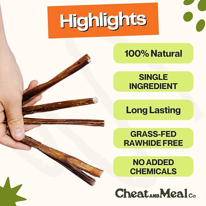 Bully Sticks for Small Dogs - Puppy Chew Toys, 6 Inch (25 Count) Dog Chews for Small Dogs, Puppies & Senior, Single Ingredient 100% Grass-Fed, Free Range, Rawhide-Free