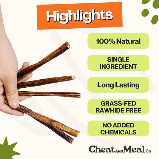 Bully Sticks for Small Dogs - Puppy Chew Toys, 6 Inch (25 Count) Dog Chews for Small Dogs, Puppies & Senior, Single Ingredient 100% Grass-Fed, Free Range, Rawhide-Free