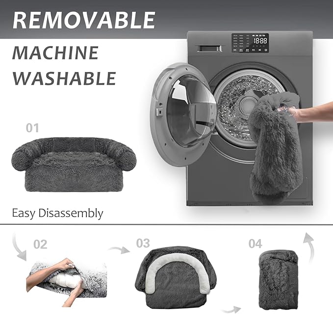 Tinaco Calming Dogs/Cats Bed Mats, Dog Pad Washable Removable Couch Cover, Plush Long Fur Mat for Pets, Waterproof Lining, Perfect for Small, Medium and Large Dogs and Cats (Dark Gray, 31"x23")