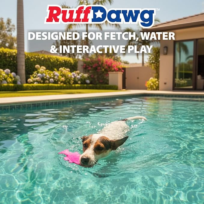 Ruff Dawg Flying Minnow Floating Dog Toy – (1 pc) Assorted Colors – Durable Rubber Fetch & Water Toy with Rope Hole – Gentle on Teeth, BPA & Latex Free – Made in USA
