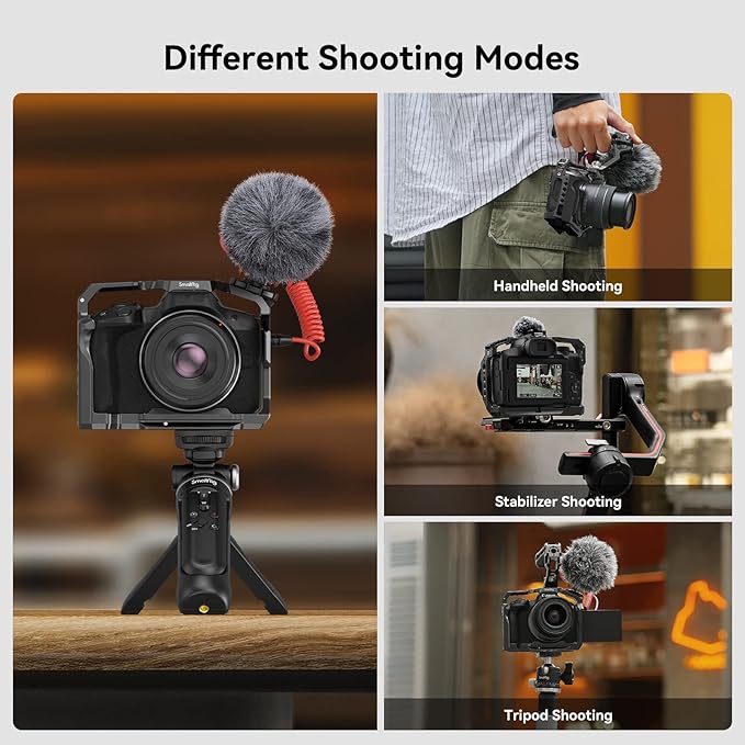 SmallRig R50 Cage for Canon R50 Camera, Aluminum Alloy with Quick Release Plate for Arca Stand, Cold Shoe, NATO Rail and Threaded Holes - 4214