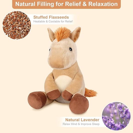 SuzziPals Heatable & Coolable Horses Stuffed Animals, Microwave Heating Pad, Horses Plush for Companion, Cute Plushies Horse Lavender Stuff, Horse Toys Gifts