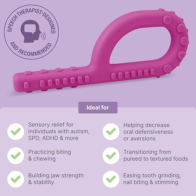 ARK Textured Grabber® Sensory Chew - Firm Oral Motor Fidget for Kids & Adults with Autism, ADHD, SPD, Anxiety - Helps with Focus and Self-Regulation - XT for Medium Firmness - Lime Green