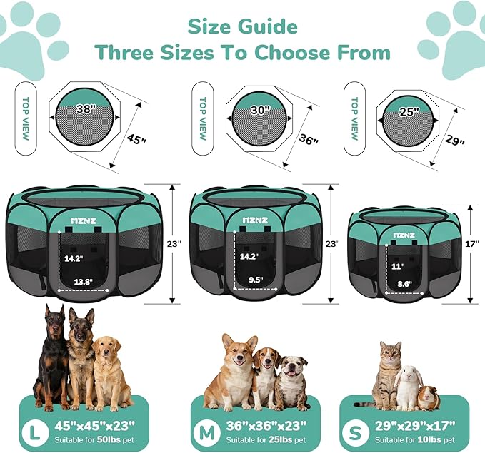 Dog Cat Playpen, Portable Small Animal Playpen Crate Indoor for Dogs Cats Rabbits, Foldable Guinea Pigs Bunny Cage Enclosure for Outdoor, Pop Up Dogs Cats Tent Kennel with Carrying Case, Blue