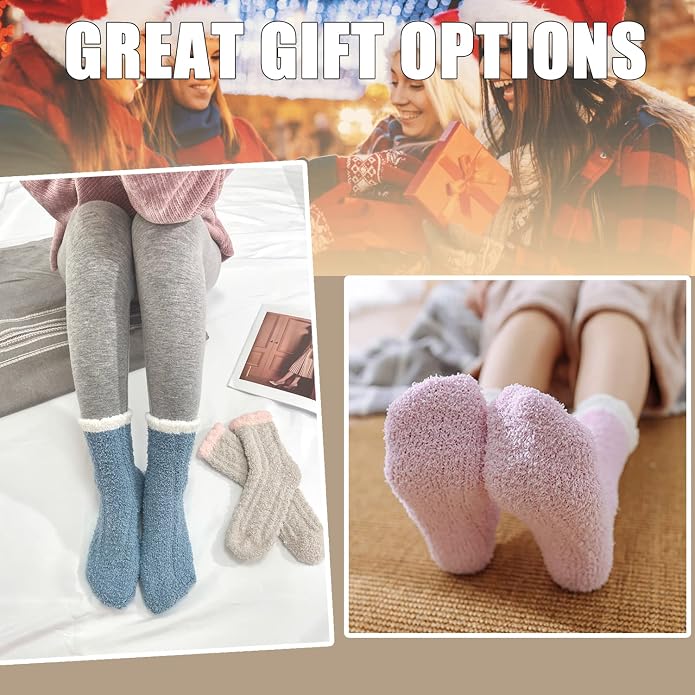 Ginmewrae Women Fuzzy Socks Cozy Soft Fluffy Cute Animal Slipper Socks Sleeping Warm Socks Christmas Gift for Girls