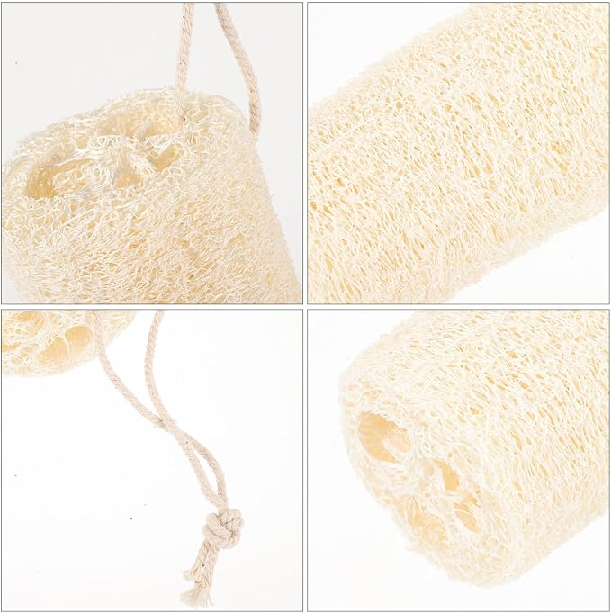 Kisangel Natural Loofah Chewing for Small Pets Molar Care for Hamsters Guinea Pigs Rabbits Chinchillas Parrots Thick Non-Toxic Teeth Grinder and Cleaning Loofah Scrubber with Rope