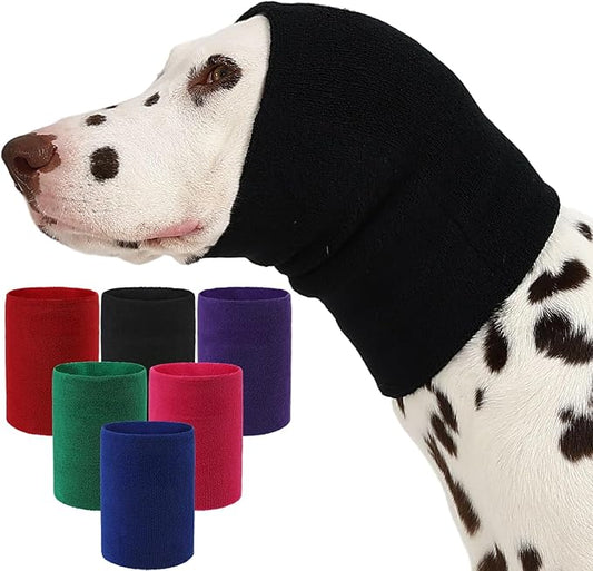 Dog Calming Hoodie and Ear Muffs – Soft Double-Layer Ear and Neck Cover for Anxiety Relief & Noise Protection, Elastic Pet Head Wrap for Grooming, Bath, Drying & Fireworks