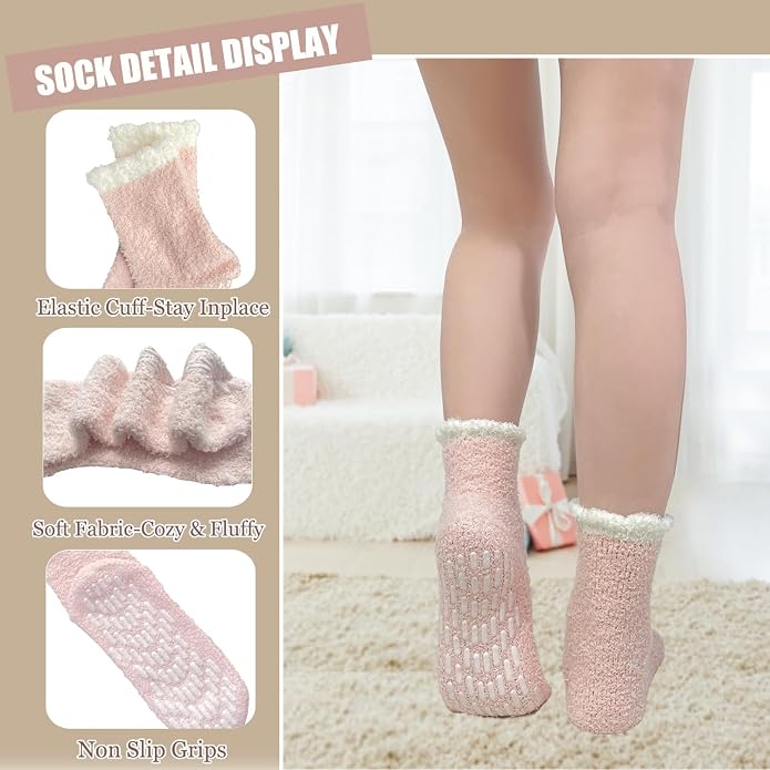 Ginmewrae Women Fuzzy Socks Cozy Soft Fluffy Cute Animal Slipper Socks Sleeping Warm Socks Christmas Gift for Girls