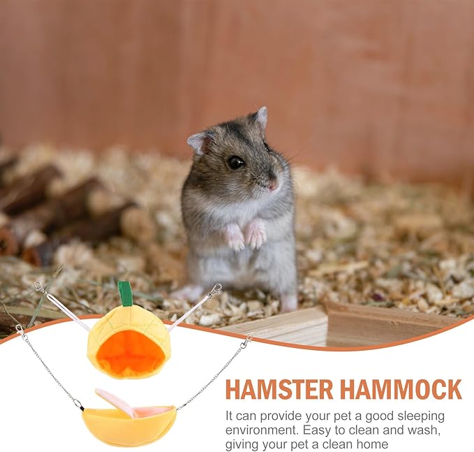 OUNONA 2pcs Small Pet Hammock Bed Set, Pineapple and Banana Shape Hanging Nest, Soft Cotton Warm for Hamsters and Small Animals, Creative Animal Cage Accessories