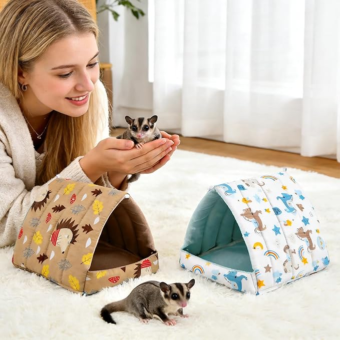 2 Pcs Guinea Pig Hideout, Guinea Pig Bed Tunnel Washable Small Animal House Cage Accessories for Mouse Chinchillas Hamsters Hedgehogs Ferrets Bearded Dragons and Rats Other Small Animals