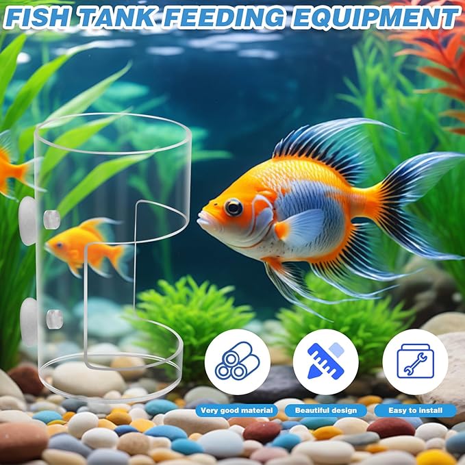 2Pcs Aquarium Fish Feeder Feeding Tray with Suction Cup, Feeding Tube Tank Divider Aquarium Breeder Box Fish Bowls Accessories Round for Turtle Shrimp Supplies Round