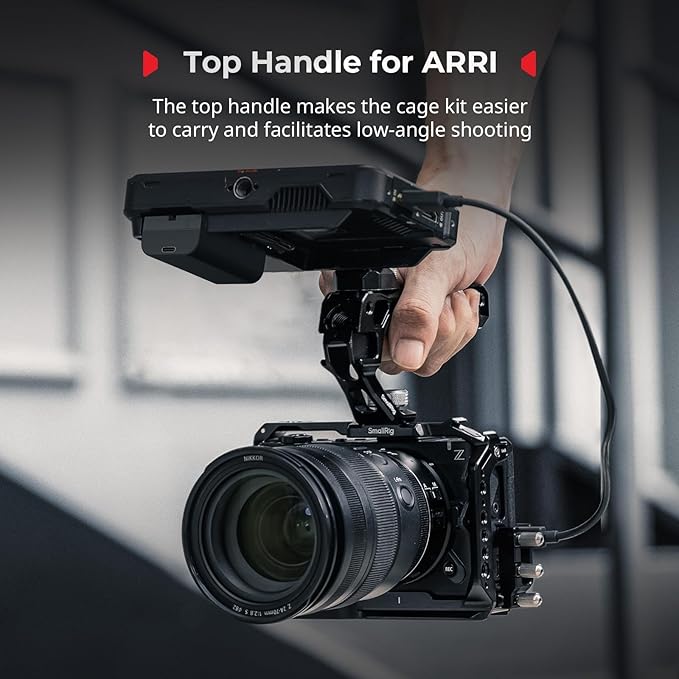 SmallRig ZR Camera Cage Kit for Nikon ZR, Full Cage with Silicone Grip, Top Handle for ARRI, Cable Clamp for HDMI, Built-in Cold Shoe and Quick-Release Plate for Arca - 5647
