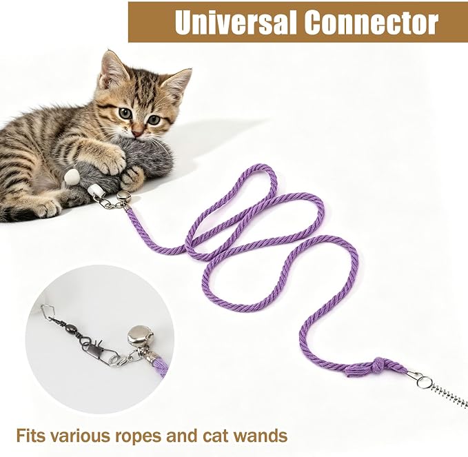 3 Pack Natural Rabbit Fur Cat Toy Refills, Handmade Interactive Cat Wand Attachments Cat Teaser Wand Replacement Head for Indoor Cats and Kittens