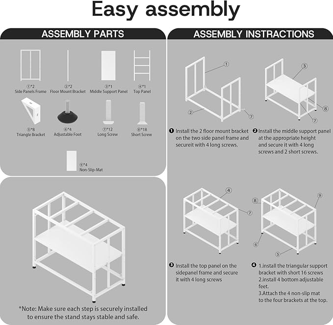 Fish Tank Stand - 20 Gallon Heavy Duty Metal Aquarium Stand, Reptile & Turtle Breeder Tank 450LBS Capacity Terrarium Stand Rack with 2-Tier Storage Shelves (White, 24.8"x13"x30")