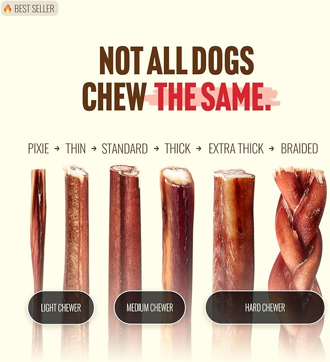 Natural Farm Odor-Free Select Bully Sticks, (12-Inch, 1-Pound), Hand Selected for Consistent Thickness, 100% Beef Pizzle Dog Chews, Fully Digestible, High Protein, Best Dental Treats