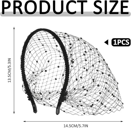 Birdcage Veil, Black Fascinator Veils for Women Face Veil with Black Lace Gloves for Wedding Cocktail Party Girls Birthday Women Clothing Accessories