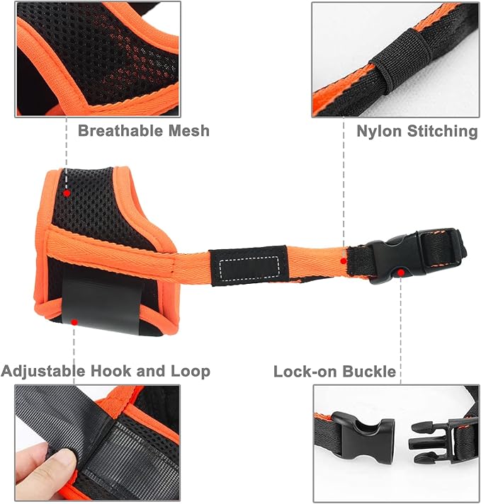 LUCKYPAW Dog Muzzle Anti Biting Barking and Chewing with Comfortable Mesh Soft Fabric and Adjustable Strap, Suitable for Small, Medium and Large Dogs(Orange,S)