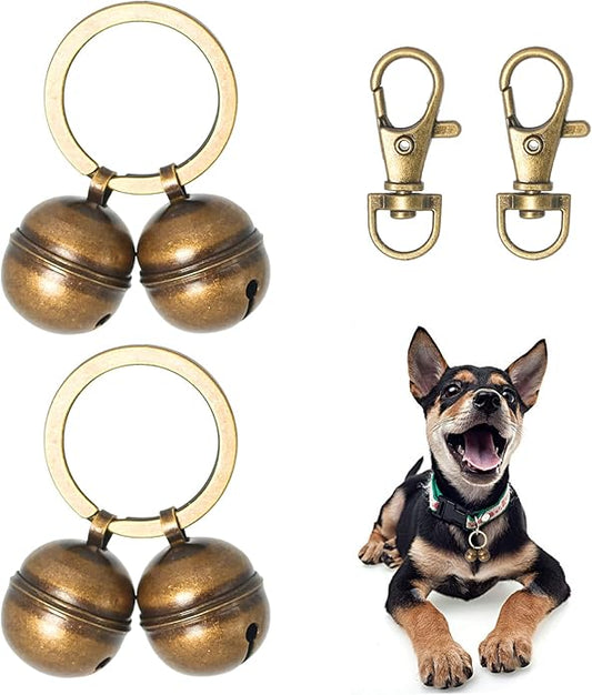 Copper Bells for Dog Collars with Snap Clips - Dog Bells to Go Outside,Made of Pure Copper for Dogs/Cat - Clear Sound & No Rust - Know Where Your Pet