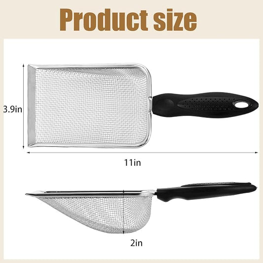 Dunzy 4 Packs Reptile Sand Stainless Steel Fine Mesh Reptile Substrate Metal Sand Shovel Sifter Litter Cleaner Corner Scoop Shovel Cleaner Scooper for Bedding Aquarium Terrarium Accessories