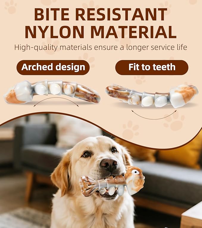 Tough Dog Toys Indestructible Dog Toys for Aggressive Chewers Real Beef Flavored, Dog Bone for Medium/Large Dogs Breed,Keep Your Dog Busy