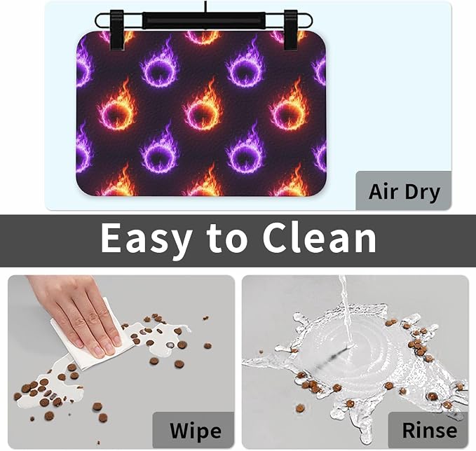 Pet Feeding Mat Cat & Dog Food Mat for Food and Water Bowl Cool Purple Fire Basketball Placemat Pet Supplies & Accessories