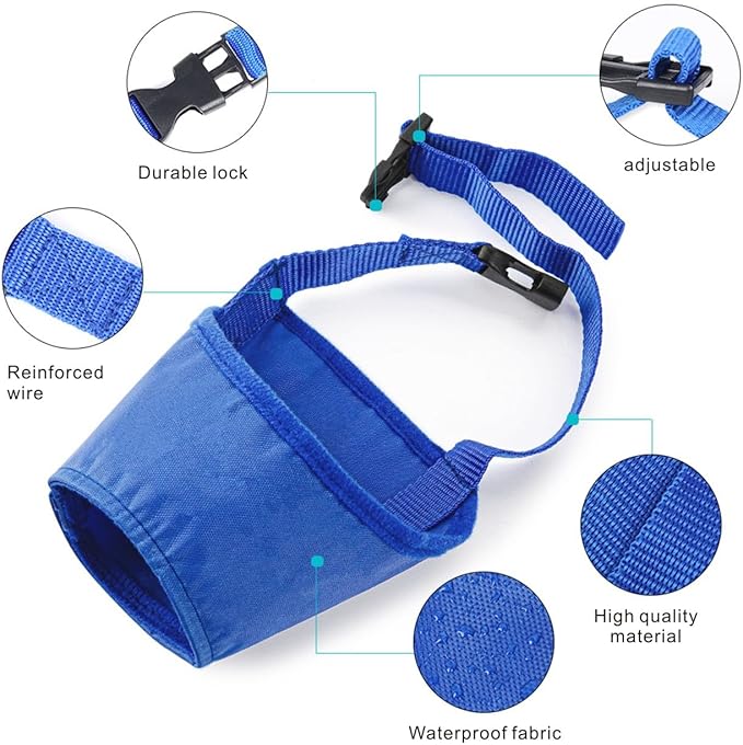 Idepet 7PCS Adjustable Dog Muzzles - Anti-Biting Barking Muzzles for Small, Medium, Large & Extra Dogs (Blue, Pack of 7)