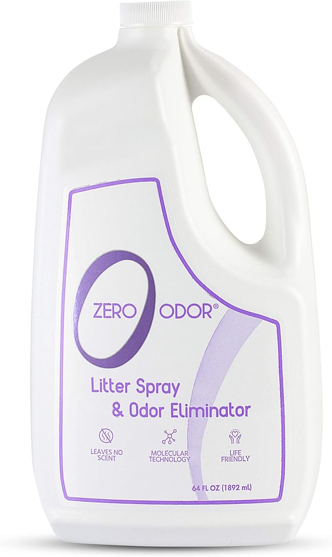 Zero Odor Litter Odor Eliminator, Cat Litter Box Deodorizer, Pet Safe Formula for All Litter Types, Refill, 64 oz