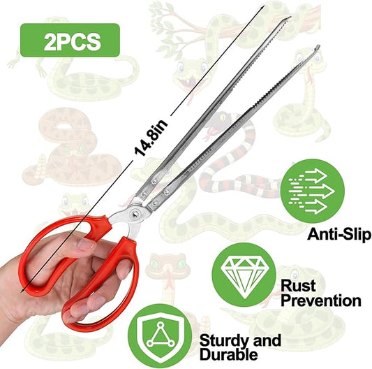 Vodolo Snake Feeding Tongs,2PCS 15 Inch Reptile Feeding Tongs,Extra Long Large Tweezers for Corn Ball Python Accessories,Bearded Dragon Reptile Gecko Tank Accessories Terrarium Supplies