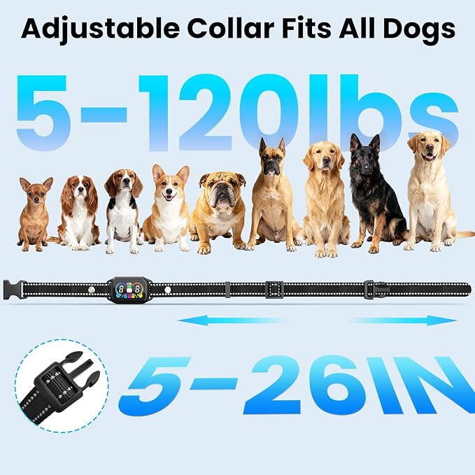 2 in 1 Dog Bark and Shock Collar - 4500FT Bark Collar with Remote, Voiceprint Recognition, Beep/Vibration/Shock Modes, 8 Sensitivity Levels, IP67 Waterproof, Portable Training Collar for 5-120lbs Dogs