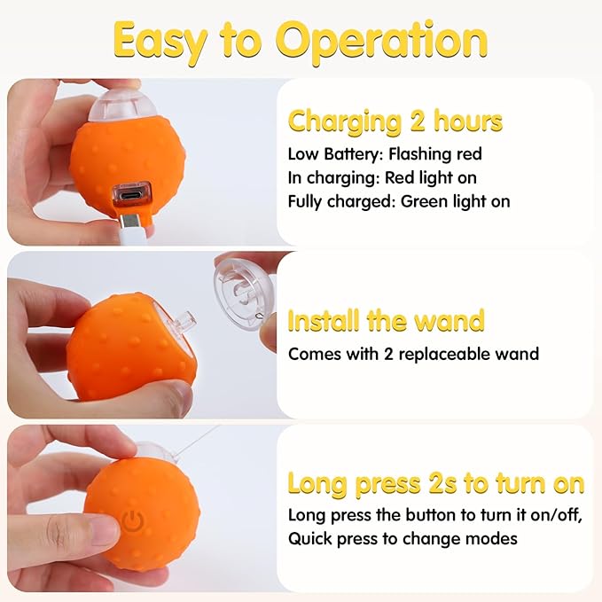 Muhhiba Interactive Cat Toys Balls, Automatic Moving Cat Toys for Indoor Cats, Self Rotating Ball with Motion Activated, Electric Cat Mouse Toys, USB Rechargeable