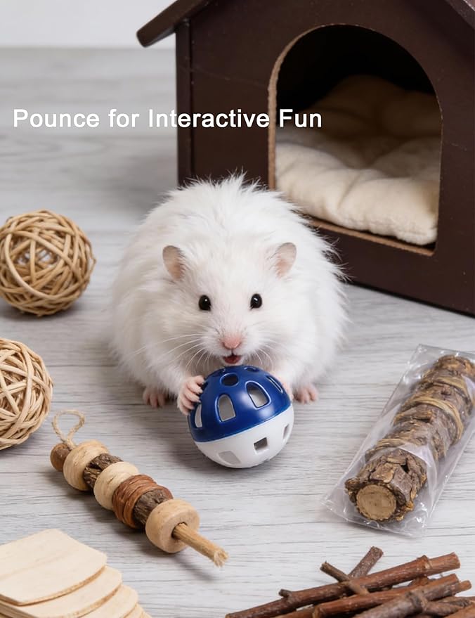 10-Pack Hamster Toys with Bell, Colorful Balls for Pet Hamsters, Scurry Back and Forth (1.5'' - 2.2'')