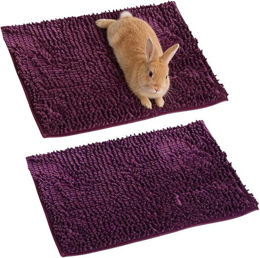 2PCS Guinea Pig Liner Washable Rabbit Cage Liner Guinea Pig Fleece Mats Reusable Bedding Pee Pads for Ferret Bunny Chinchilla Small Animals (Purple,23.62" LX15.75 W)