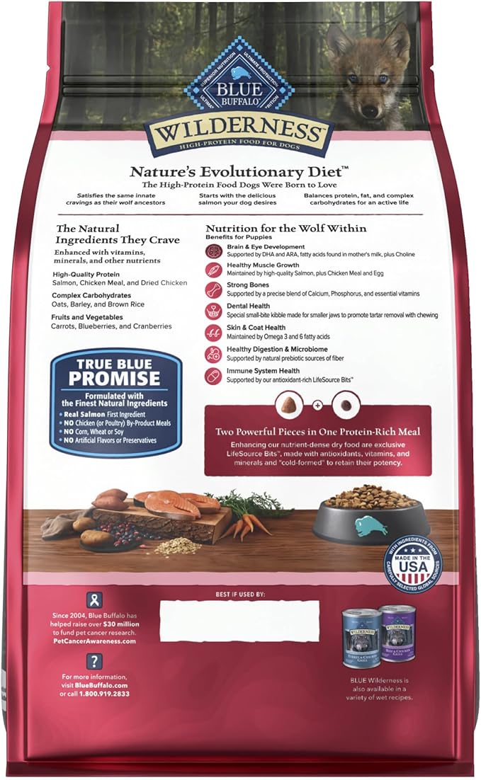 Blue Buffalo Wilderness High-Protein Natural Dry Food for Puppies, Salmon Recipe, 24-lb. Bag