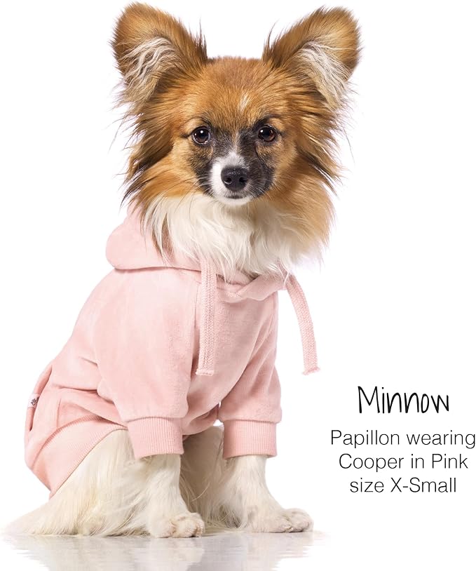 Pet Passion Cooper II Organic Cotton Velour Dog Hoodie Pet Coat for Small, Medium and Large Dogs, Pink, Large