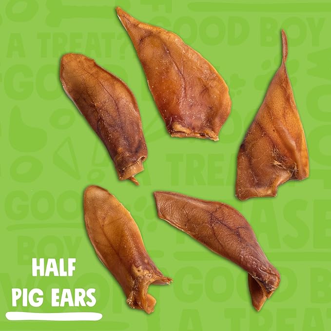 Half Pig Ears for Dogs (12 Pack) – All Natural Single Ingredient Dog Chews – High Protein, Easily Digestible Pig Ear Treats – Rawhide Alternative for Small & Large Dogs