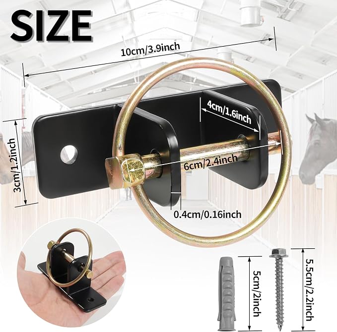 4 PCS Heavy Duty Water Bucket Hooks with Quick Release Pin, 5/32 Inch Thick Wall Mounted Horse Feed Bracket for Stall, Seamless Welded Hardware for Livestock, Barn & Pets