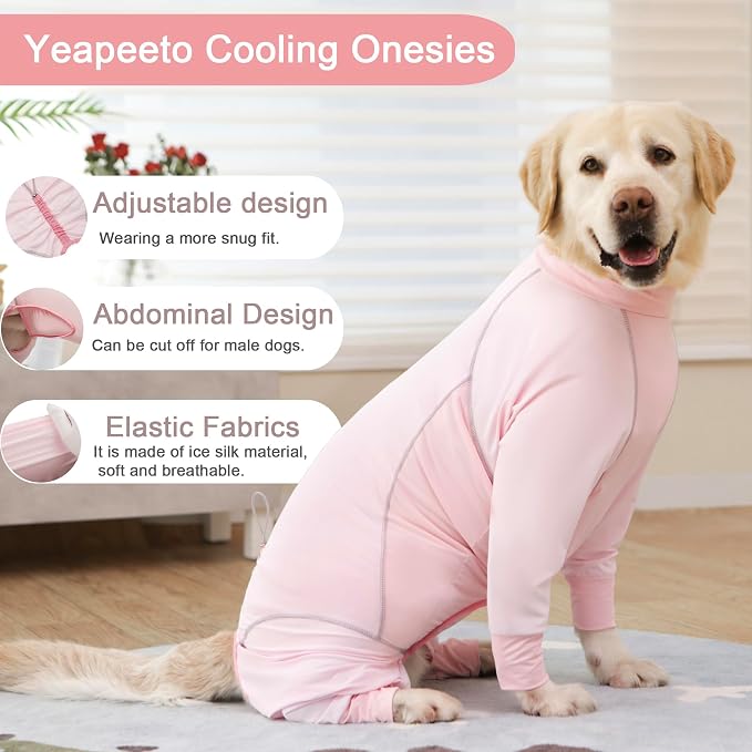 Dog Sun Protection Cooling Suit UPF 50+, Quick-Dry Breathable Jumpsuit for Large & Medium Dogs, Outdoor Dirt-Resistant Shedding Control Pet Apparel (Blush Pink, 3X-Large)