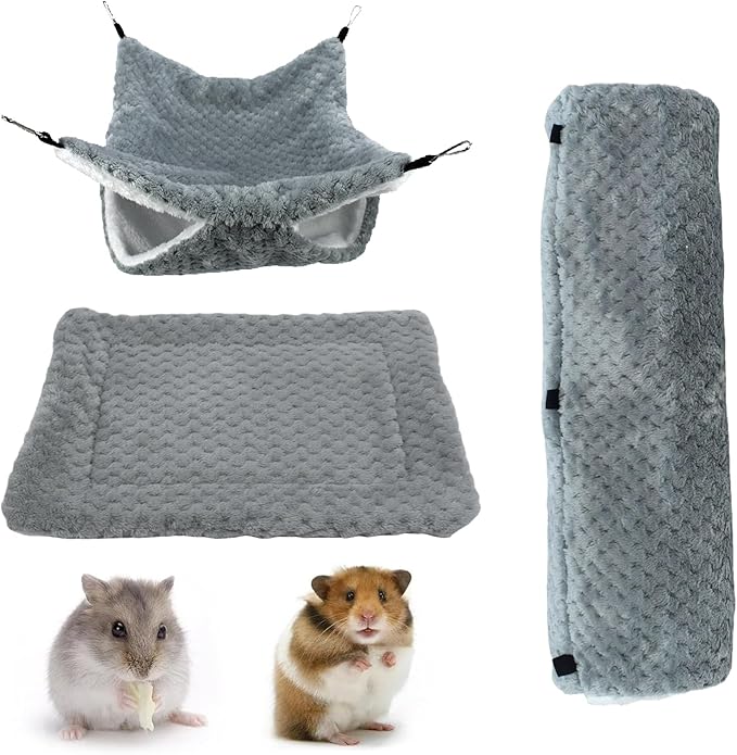 Hamster Hammock, Plush Nest Cave Tunnel, Pet Hammock, for Sugar Glider, Ferret, Hamster, Sleeping, Resting, Hiding, Playing, Climbing, Winter