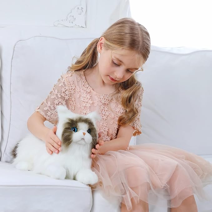 CU-MATE 20" Adorable Stuffed Animals Cat -Handmade Plush Soft Cat -Present Gift for Boys/Girls (Brown and White Ragdoll Cat)