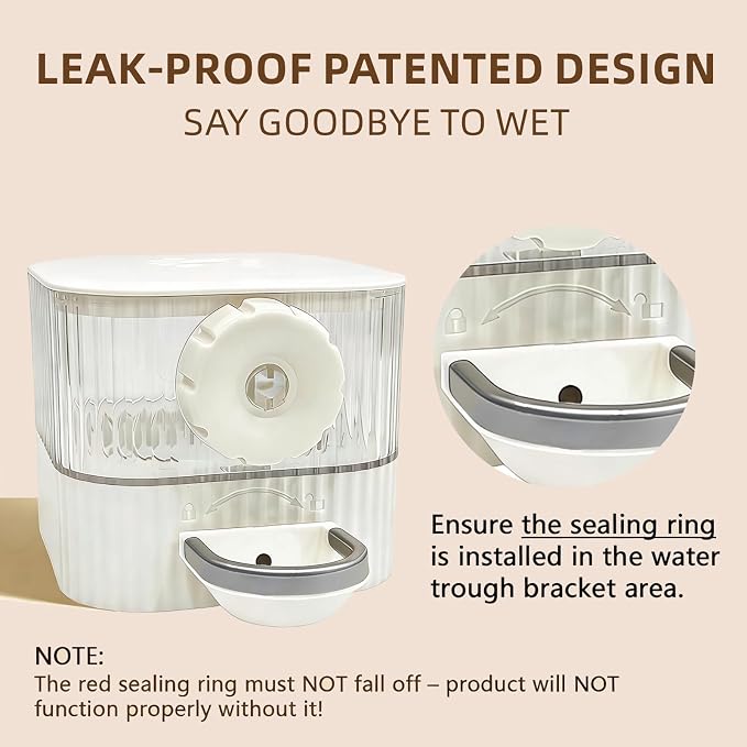 No Drip Hanging Automatic Rabbit Water Dispenser 650ml, Top Refill Pet Water Bowl Bottle BPA Free for Bunny, Guinea Pig, Ferret, Chinchilla,Squirrel,Hamster,Puppy Kitten, Other Small Animals