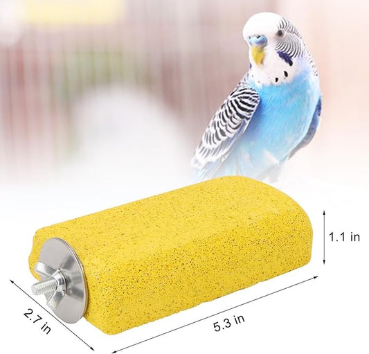 Hypeety Bird Parrot Calcium Teeth Mouth Molar Grinding Stone Hamster Grinding Stone Chew Toy Perch Jumping Stand for Parrot Budgies Chinchilla Squirrel Hamster Cage Stand Platform Yellow