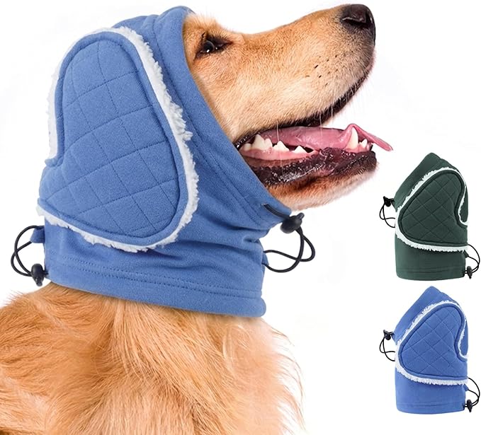 MIGOHI Soft Dog Ear Muffs Noise Protection,Ear Covers for Dogs,Dog No Flap Ear Wrap for Hematoma,Calming Hoodie Quiet Ears Head Warps for Medium Large Dogs Grooming,Bathing,Thunder,Firework,L,Blue