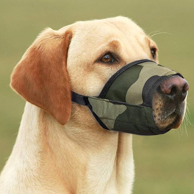 Dog Muzzles Suit, 7 PCS Adjustable Breathable Safety Small Medium Large Extra Dog Muzzles for Anti-Biting Anti-Barking Anti-Chewing Safety Protection (Camouflage)