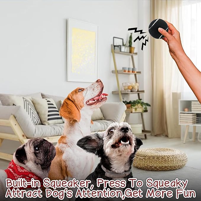 INSUM Squeaky Dog Balls - Squeaky Tennis Balls for Dogs, Black | Medium - 2.5'', 20Pack