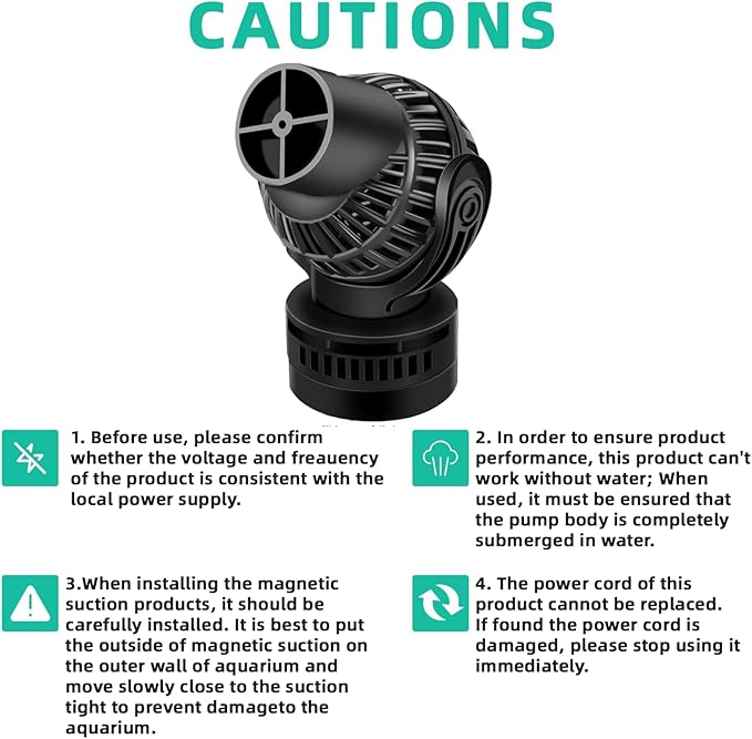 FREESEA Aquarium Circulation Pump Wave Maker Power Head with magnetic mount Suction for 20-75 Gallon Saltwater Freshwater Tank (1050 GPH, Black)