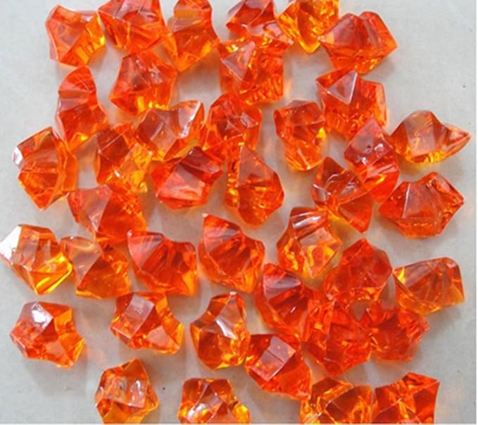 Ivie Colorful Crystal Stone Acrylic Glass Transparent Stone for Fish Tank,Aquarium,Terrariums,Vase,Plants,Garden Decoration (200grams) (orange)
